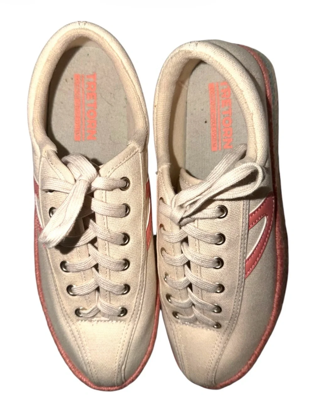 Tretorn Nylite Plus Espadrille Sneakers in Cream with Pink & Blue Accents